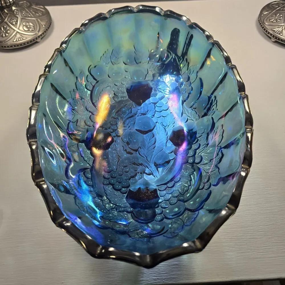 Indiana Glass Carnival Blue Iridescent  12